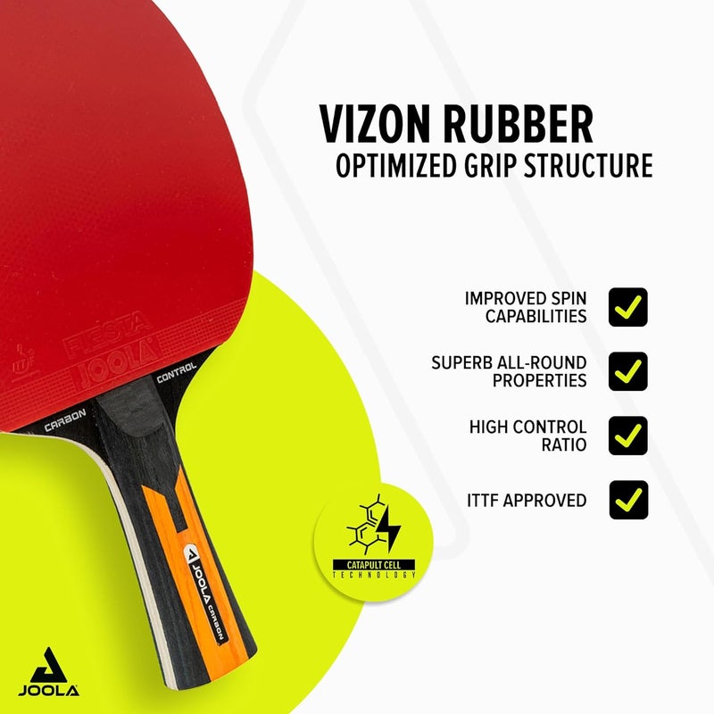 JOOLA Carbon Control Performance Ping Pong Paddles - Ergonomic Grip Handle & Vibration Control - ITTF Approved - Professional Ping Pong Paddle for Advanced Playability - Table Tennis Racket - Red - Image 3